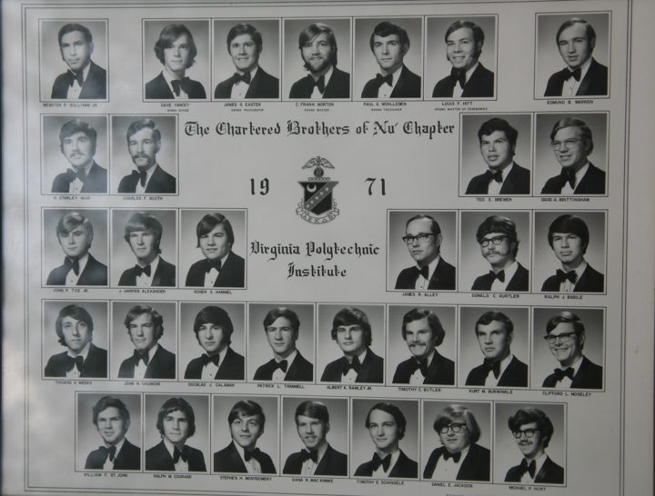 Composite portrait: The Chartered Brothers of Nu Prime Chapter, 1971, Virginia Polytechnic Institute