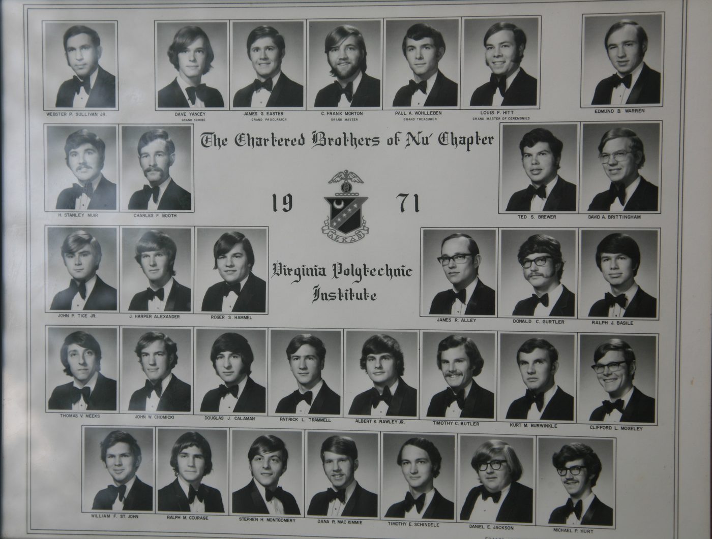 Composite portrait: The Chartered Brothers of Nu Prime Chapter, 1971, Virginia Polytechnic Institute
